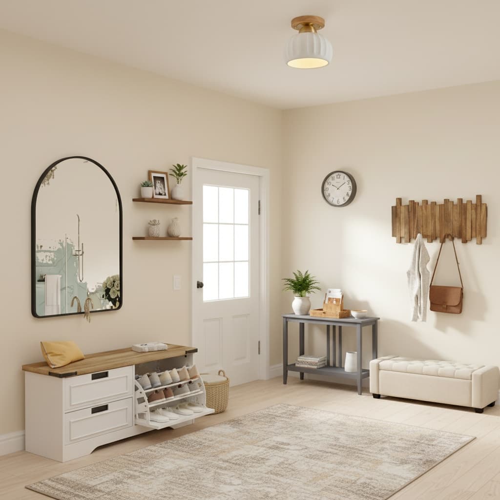 Create a Bohemian Entryway Mudroom with a Neutral Color Palette