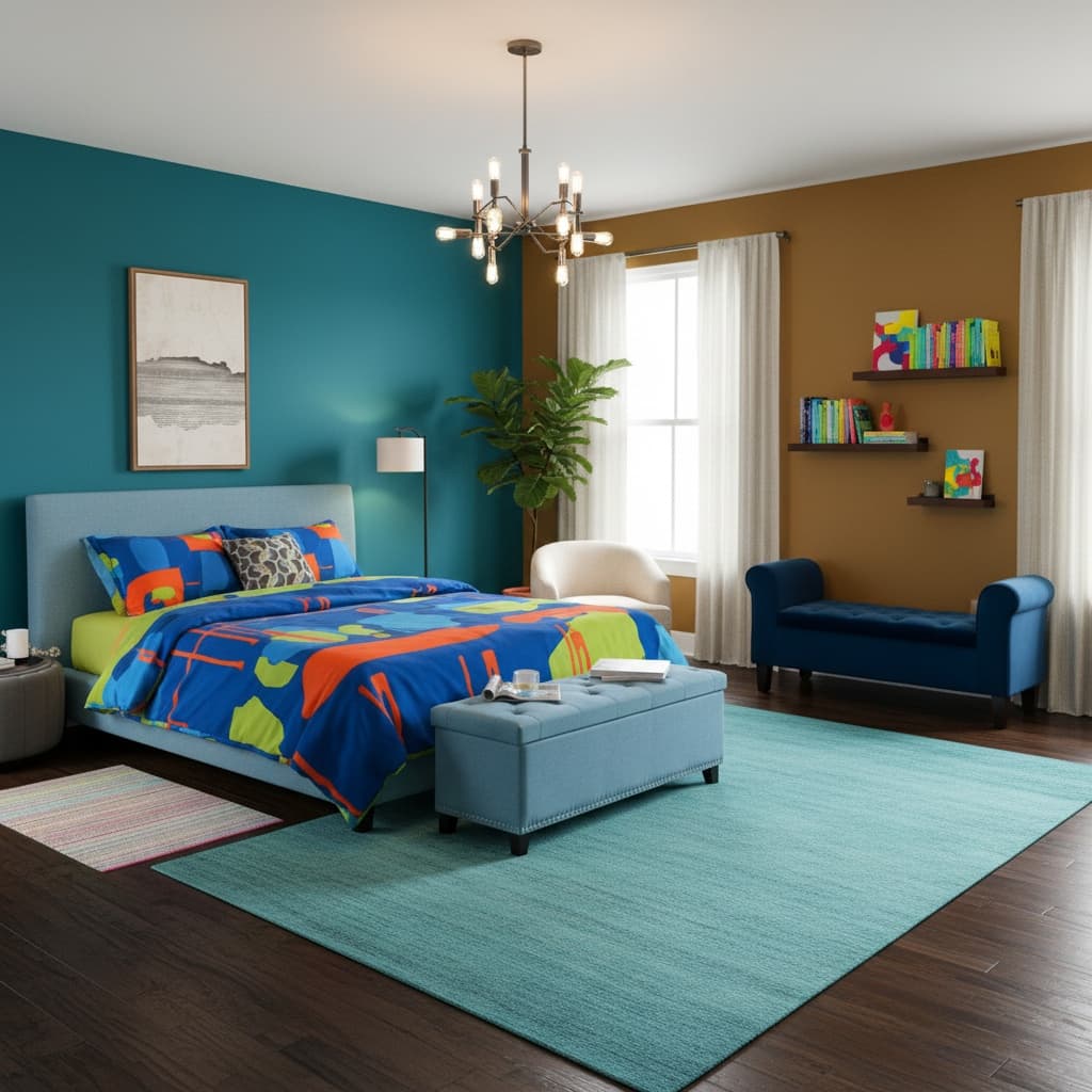 Design a Vintage Bedroom with a Bold Color Scheme