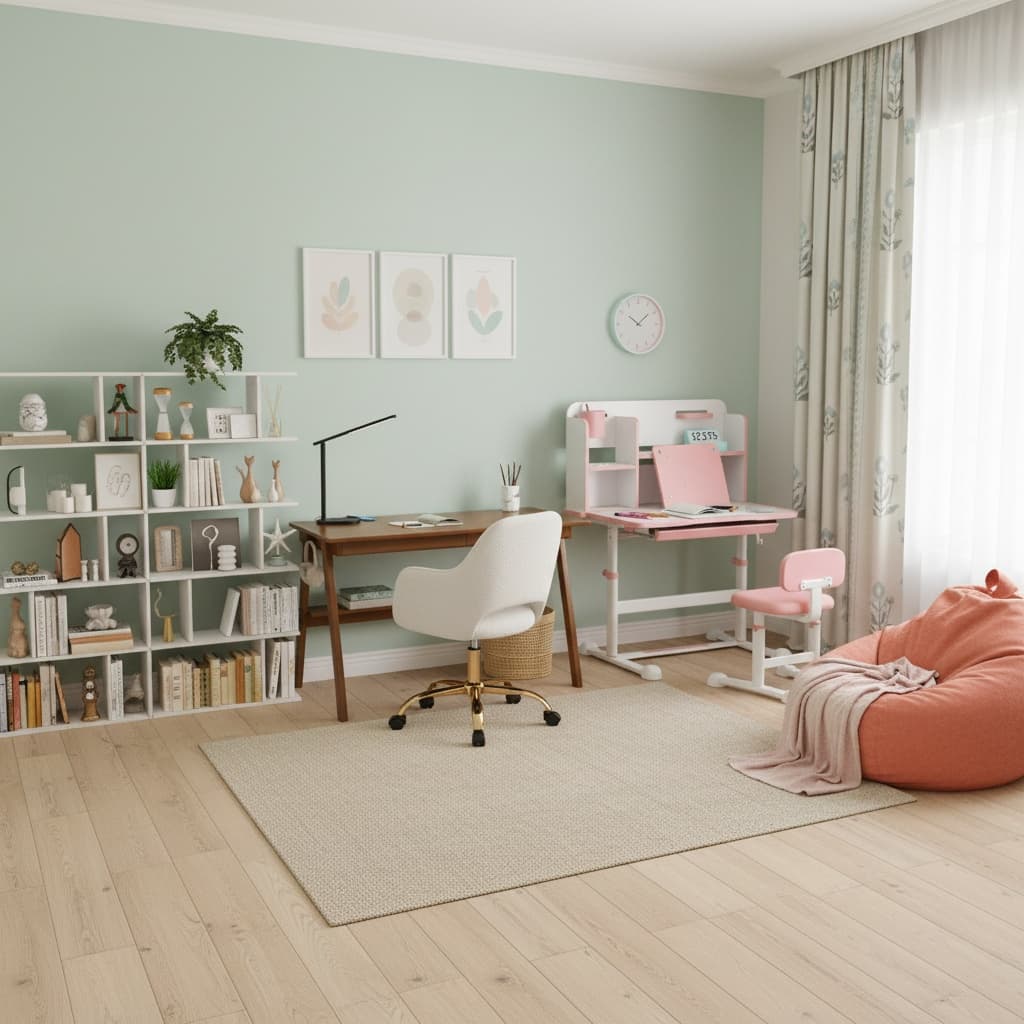 Creating a Serene Japanese Home Office with a Pastel Color Palette