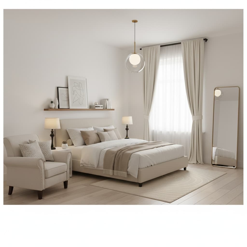 Create a Peaceful Scandinavian Bedroom with a Timeless Neutral Color Scheme