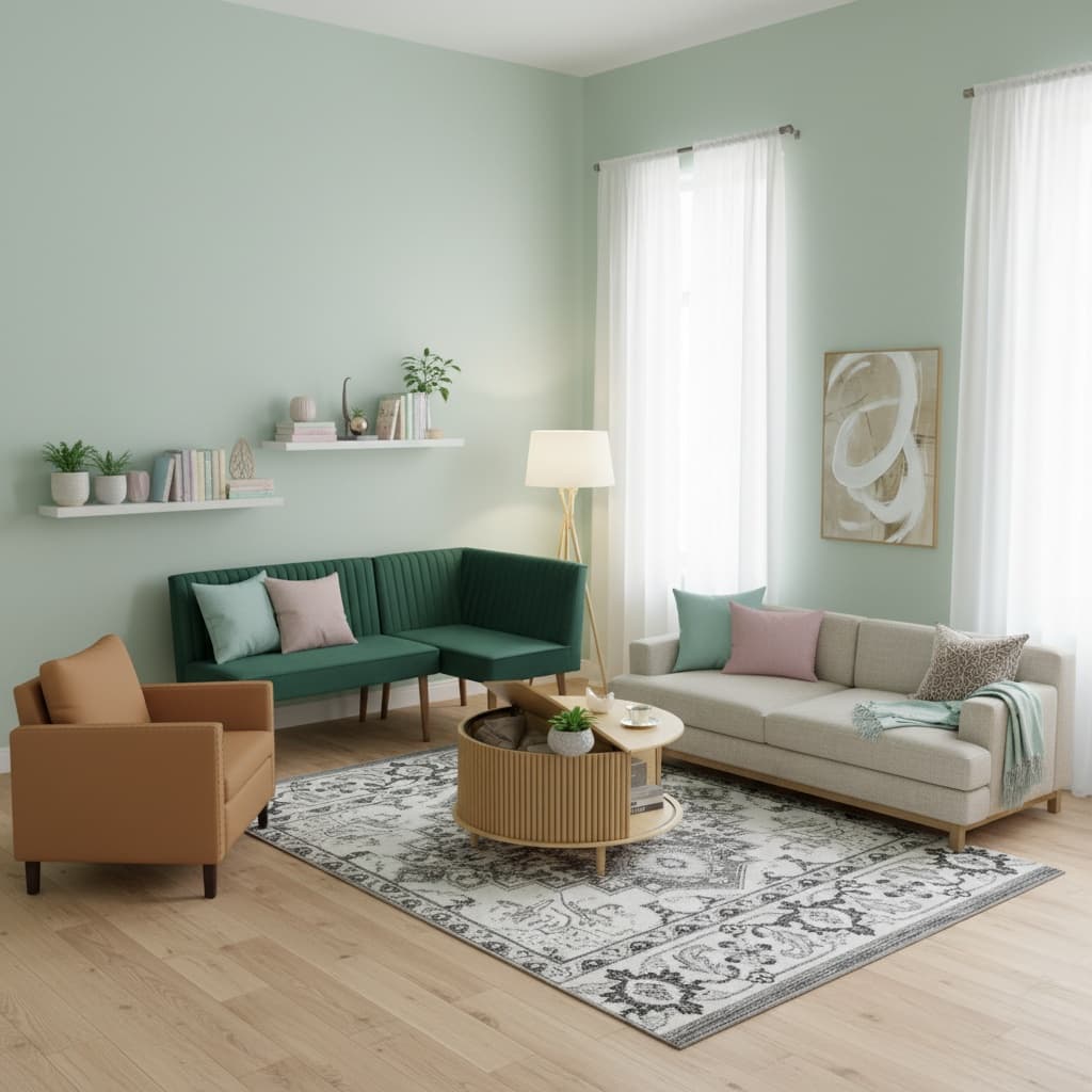 Design a Vintage Living Room with a Soft Pastel Color Scheme