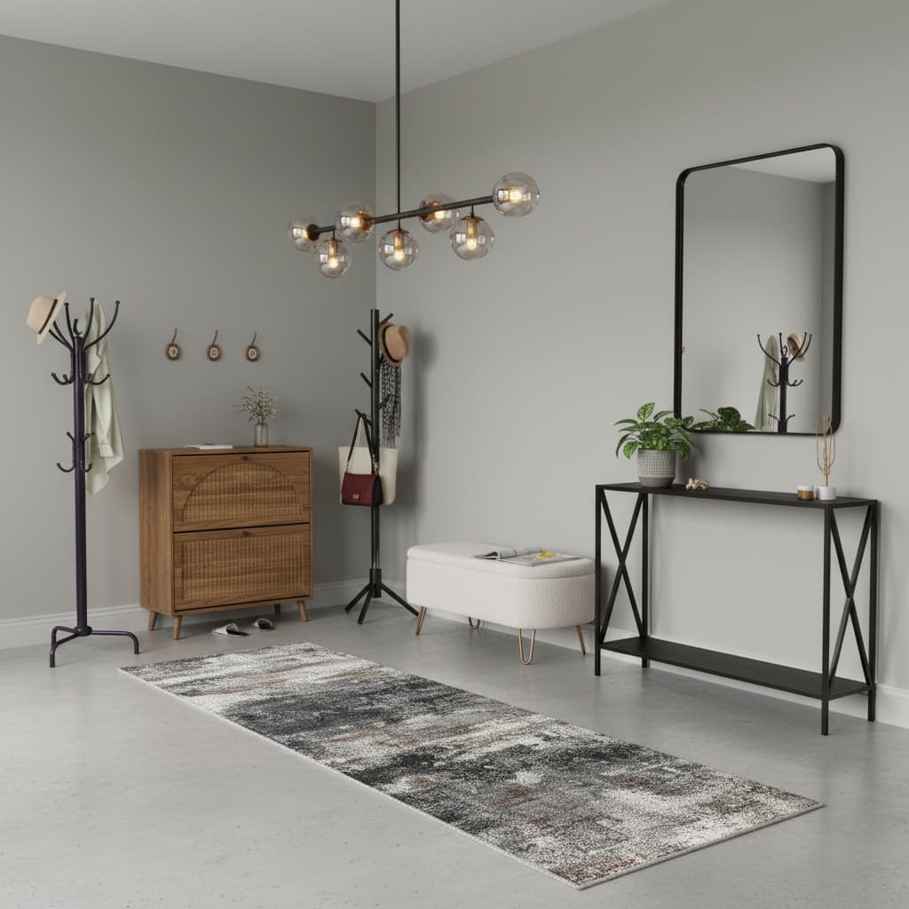 Design a Modern Entryway_Mudroom with a Monochrome Color Scheme